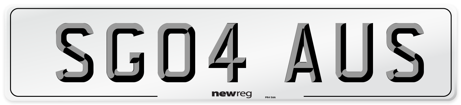 SG04 AUS Number Plate from New Reg